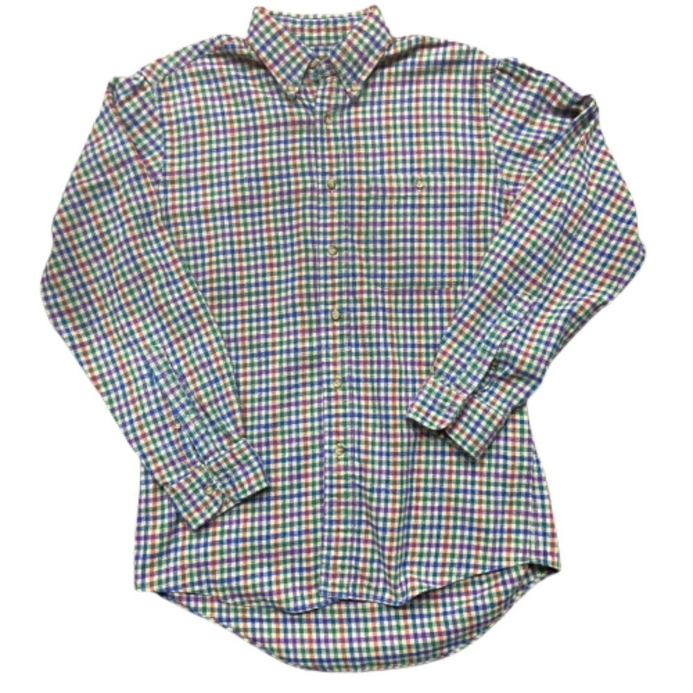 Boston Traders Vintage Flannel Button Down Multicolored Checkered Shirt Medium